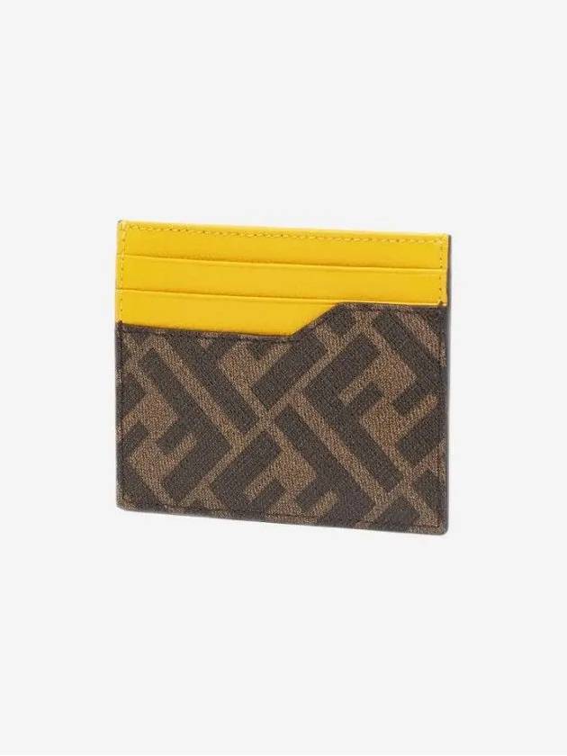 Roma Logo 3-Fold Card Wallet Brown Yellow - FENDI - BALAAN 3