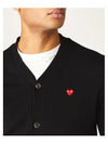 Men's Mini Red Heart Wappen Wool Cardigan P1 N080 1 Black - COMME DES GARCONS PLAY - BALAAN 5