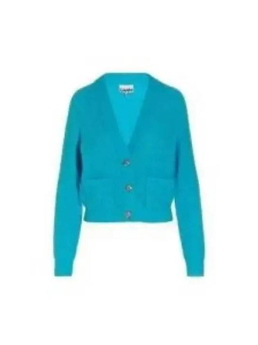 Jewel Button Soft Wool Cardigan Blue - GANNI - BALAAN 2