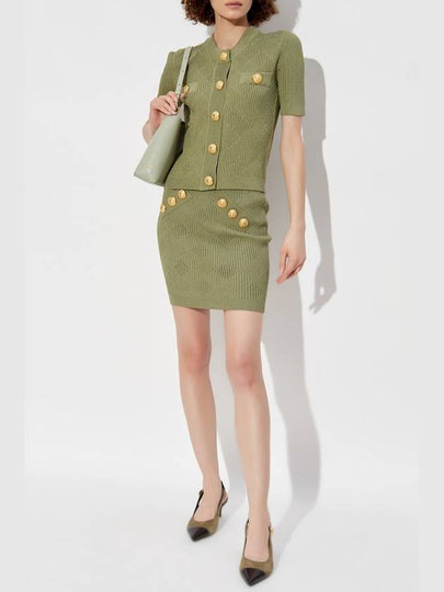 Balmain Skirt With Decorative Buttons, Women's, Green - BALMAIN - BALAAN 2