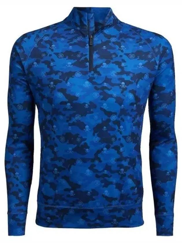 Men's Luxe Staple Camo Quarter Zipper Long Sleeve T-Shirt Blue - G/FORE - BALAAN 1