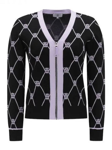 Annew Women s Monogram Logo Intarsia Spring Fall Cardigan BK Domestic Product GQCY23021060120 - ANEWGOLF - BALAAN 1