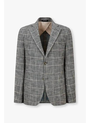 Men s Check Tweed Single Jacket Melange Gray - EMPORIO ARMANI - BALAAN 1