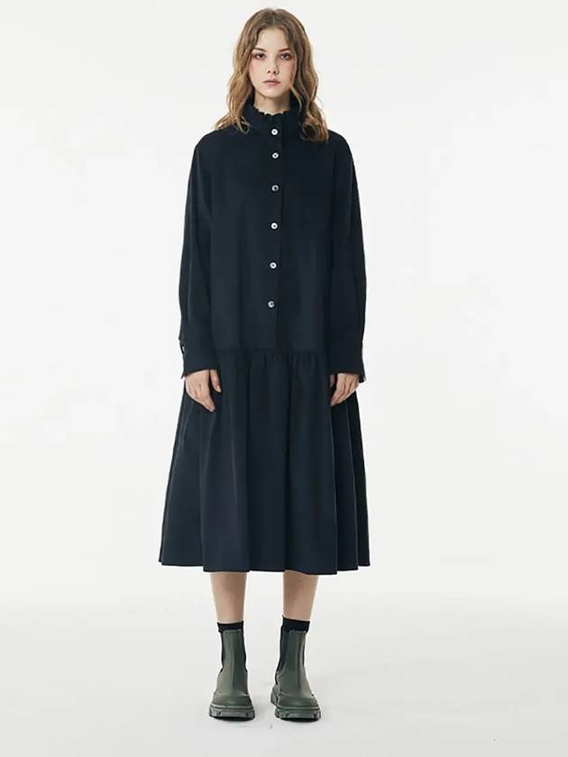 corduroy belted long dress navy - VOYONN - BALAAN 9