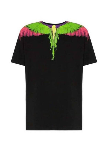 Camo Wings Cotton Short Sleeve T-Shirt Black - MARCELO BURLON - BALAAN 1