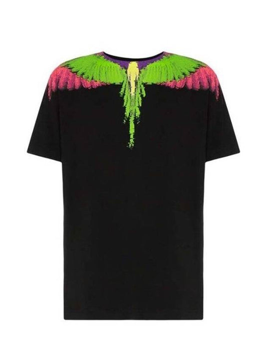 Camo Wings Cotton Short Sleeve T-Shirt Black - MARCELO BURLON - BALAAN 1