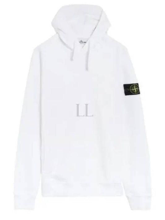 Wappen Patch Brushed Cotton Fleece Hoodie White - STONE ISLAND - BALAAN 2