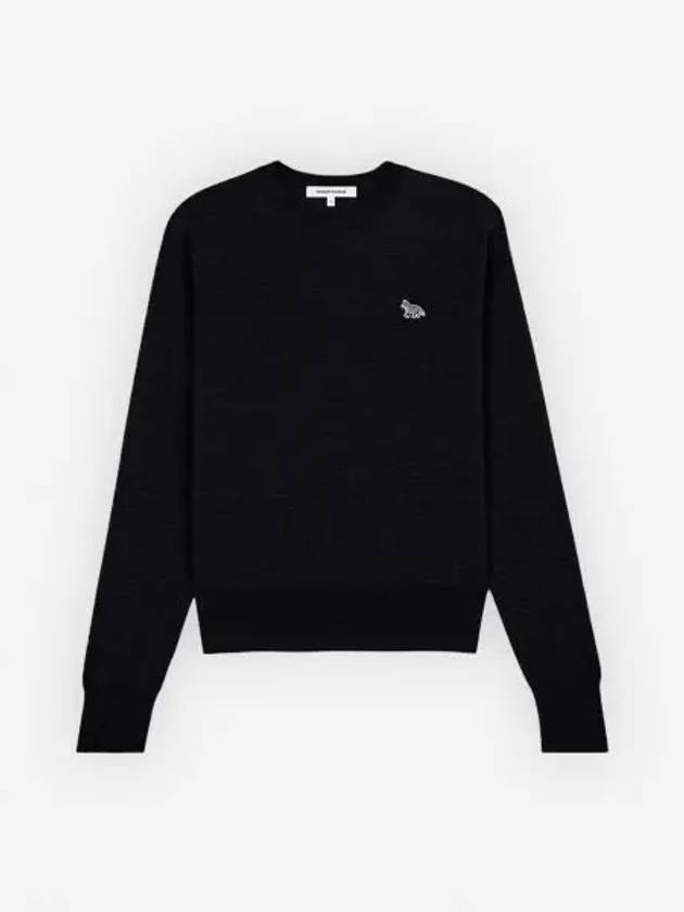 Women's Baby Fox Patch Regular Knit Top Black - MAISON KITSUNE - BALAAN 2