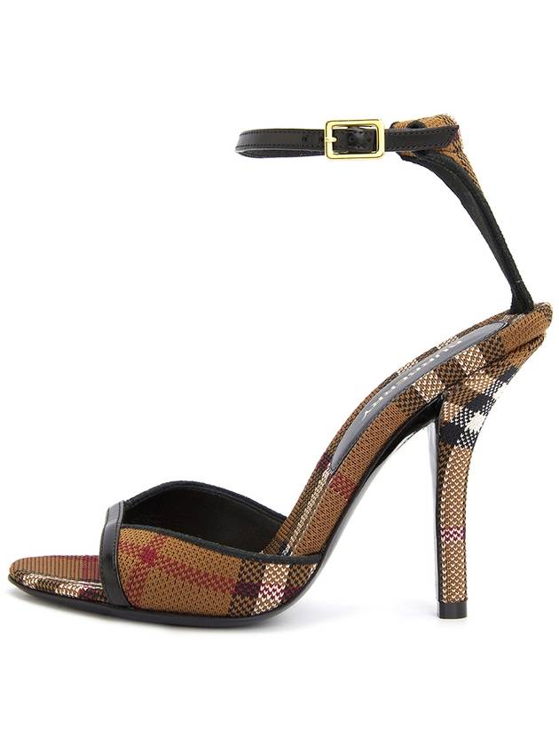 Checked Stiletto Sandal Heels Dark Birch Brown - BURBERRY - BALAAN 5