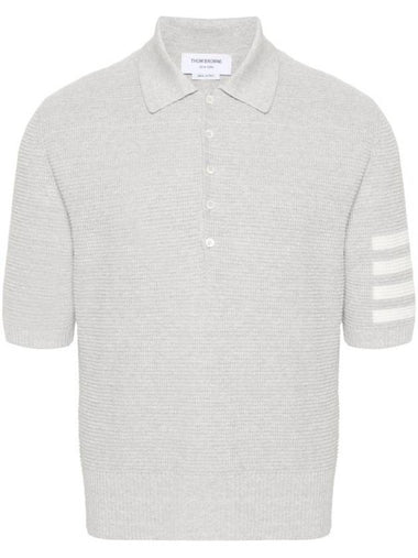 Cotton 4-Bar Relaxed Fit Polo Shirt Grey - THOM BROWNE - BALAAN 1