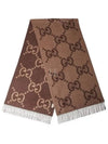 GG Cashmere Jacquard Muffler Beige Dark Brown - GUCCI - BALAAN 2