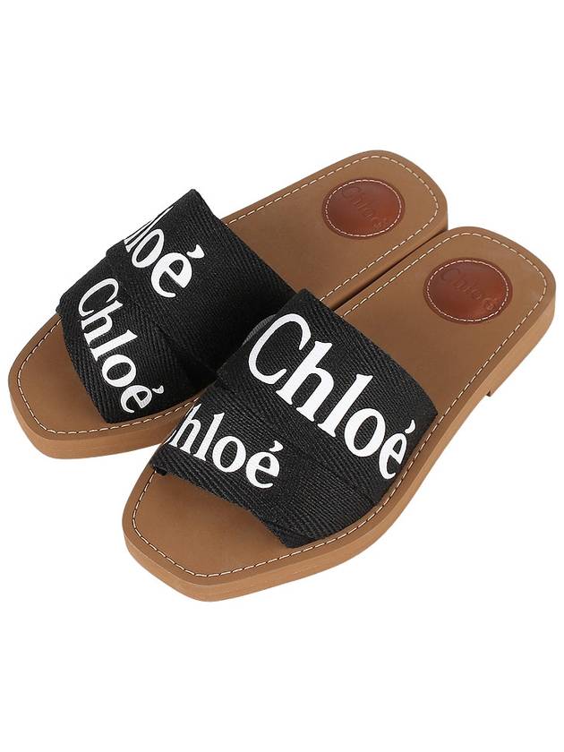 Woody Logo Flat Mule Slippers Black - CHLOE - BALAAN 3