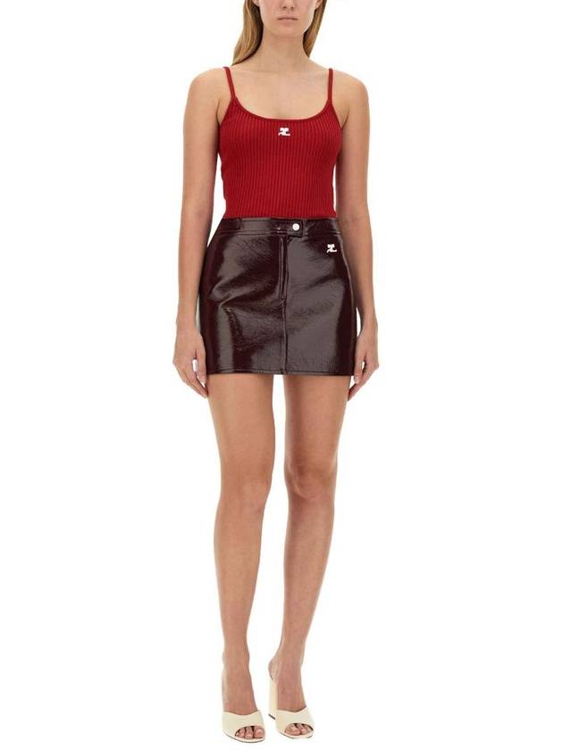 24SS Courrejus Short Skirt PERCJU001VY0014 4010 BURGUNDY - COURREGES - BALAAN 3