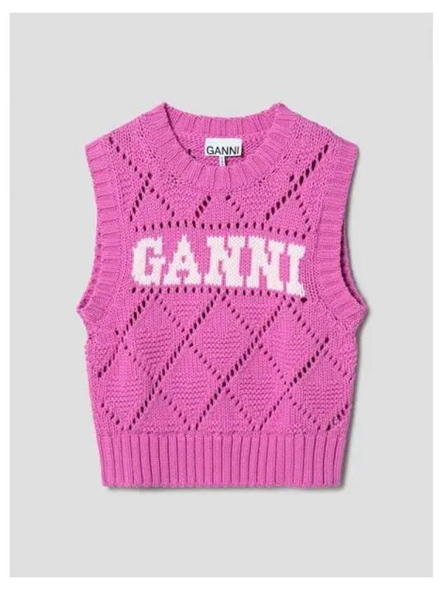 Cotton Rope Short Vest Pink Domestic Product GM0024090381184 - GANNI - BALAAN 1