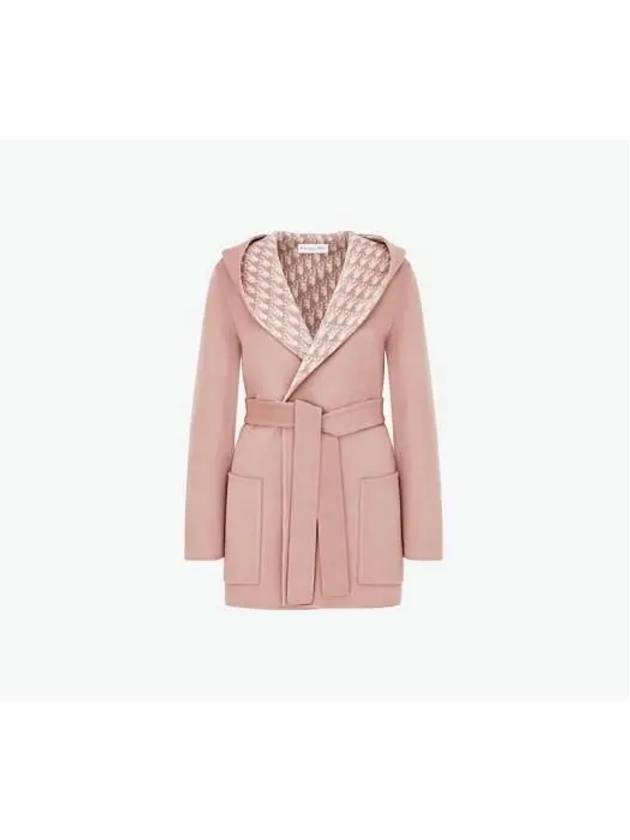 Belted Hooded Reversible Wool Single Coat Rose Des Vents - DIOR - BALAAN 2