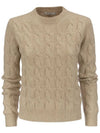 Women's Edipo Cable Cashmere Knit Top Beige - MAX MARA - BALAAN 1