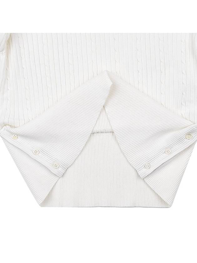 Baby Cable Rib Cotton 4-Bar Crewneck Knit Top White - THOM BROWNE - BALAAN 11