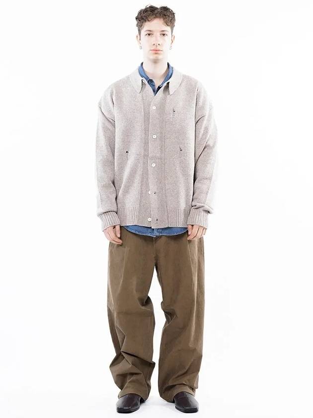 Men s M243OT03BE Tear Damage Collar Neck Button Cardigan Beige - CHANCE'S NOI - BALAAN 5