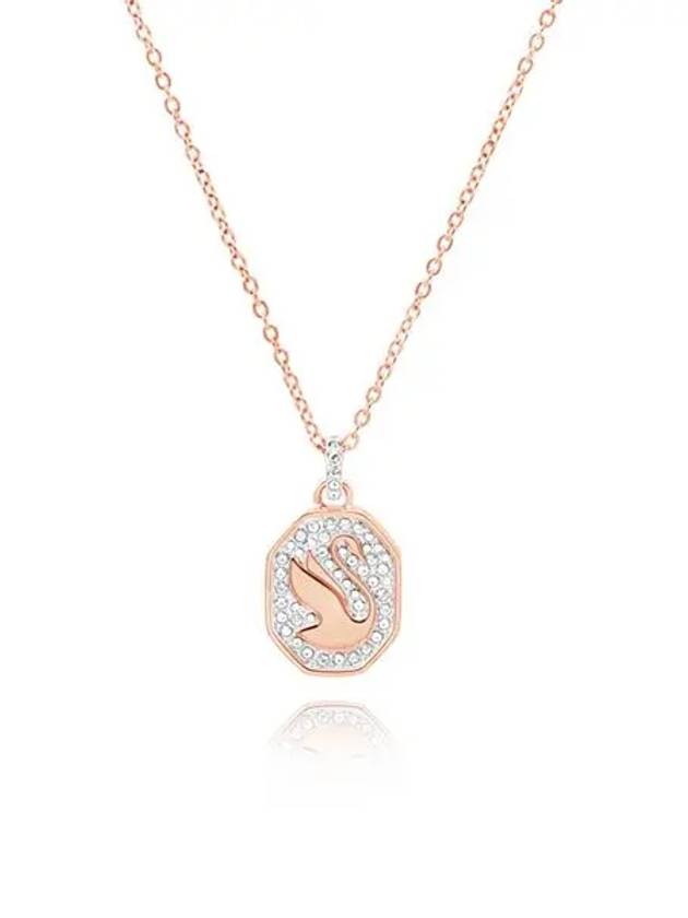 Swan Octagon Emblem Pendant Necklace Rose Gold - SWAROVSKI - BALAAN 3