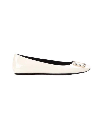 Trompette Metal Buckle Ballerina White - ROGER VIVIER - BALAAN 1