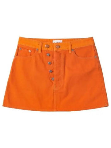 Overdyed Cutlin Double Fly Skirt Orange Women s - GANNI - BALAAN 1