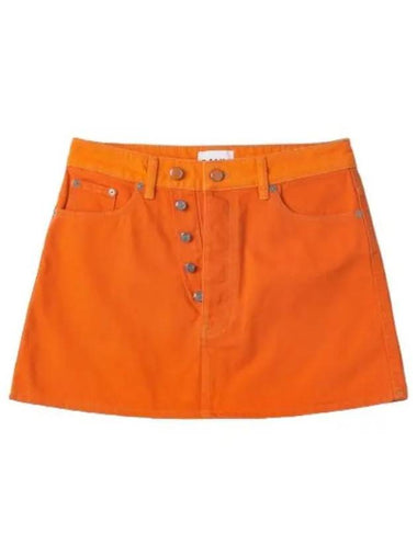 Overdyed Cutlin Double Fly Skirt Orange - GANNI - BALAAN 1