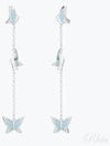 Lilia Butterfly Rhodium Drop Earrings Blue - SWAROVSKI - BALAAN 2
