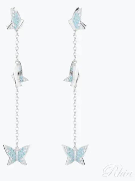 Lilia Butterfly Rhodium Drop Earrings Blue - SWAROVSKI - BALAAN 2