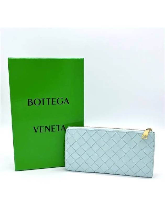 Intrecciato Zipper Long Wallet Teal Washed - BOTTEGA VENETA - BALAAN 10