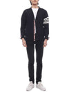 Men's Sustainable Classic Diagonal Wool Cardigan Navy - THOM BROWNE - BALAAN 4