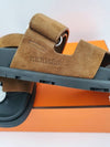 Chypre Suede Goatskin Sandals Brown - HERMES - BALAAN 6