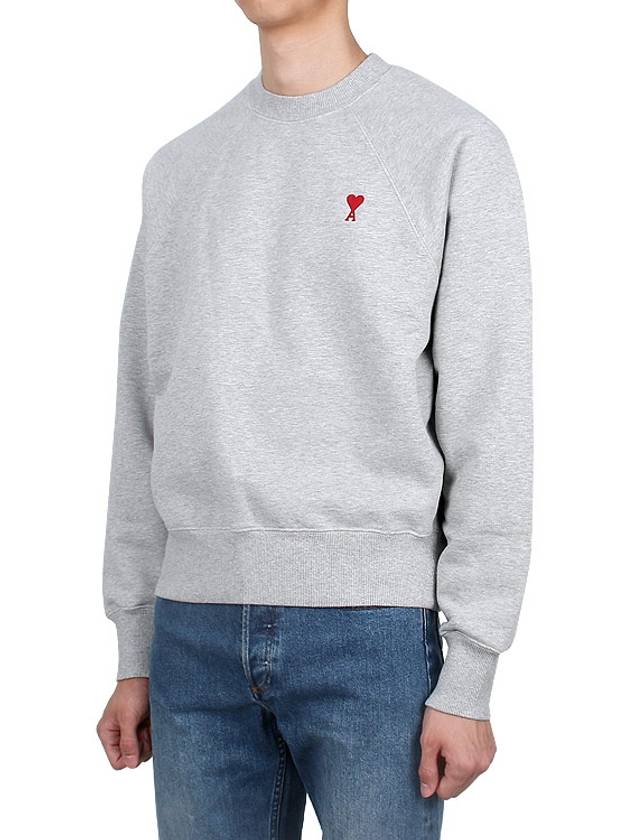 Cotton Heart Logo Sweatshirt Grey - AMI - BALAAN 4