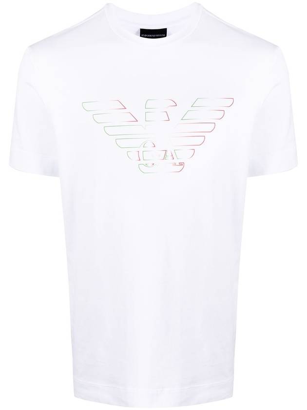 Stencil Logo Print Short Sleeve T-Shirt White - EMPORIO ARMANI - BALAAN 2