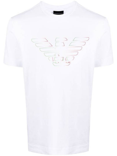 Stencil Logo Print Short Sleeve T-Shirt White - EMPORIO ARMANI - BALAAN 2