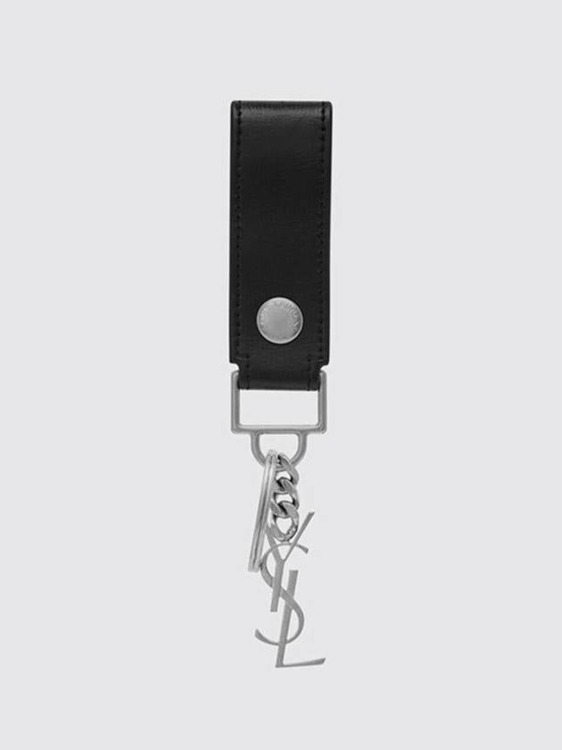 Monogram Leather Key Holder Black Silver - SAINT LAURENT - BALAAN 2