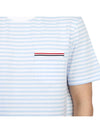 Striped Jersey Pocket Short Sleeve T-Shirt Light Blue White - THOM BROWNE - BALAAN 11