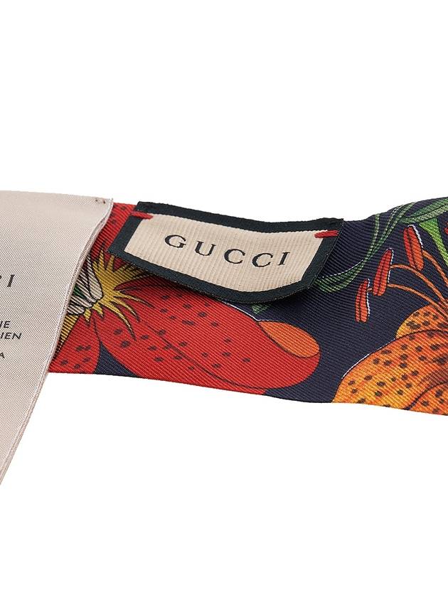 Women's Flora Print Silk Scarf Black - GUCCI - BALAAN 6