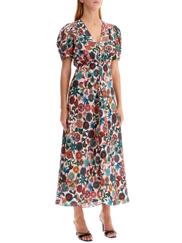 'lea' long dress in printed silk - SALONI - BALAAN 2