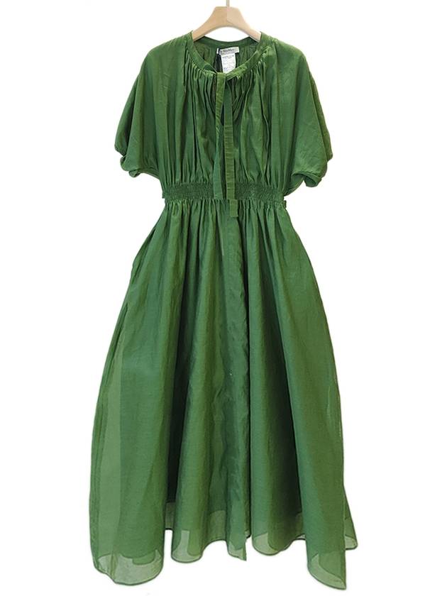 Women's green puff sleeve long dress green 92210722 00 - S MAX MARA - BALAAN 1