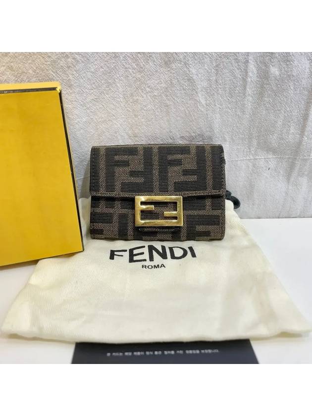 8M0416 FF logo fabric baguette card holder wallet - FENDI - BALAAN 1