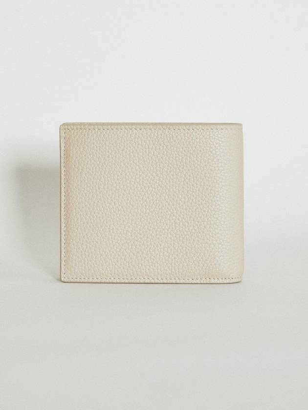 Tiny Cassandre Logo Plaque Half Wallet Beige - SAINT LAURENT - BALAAN 1