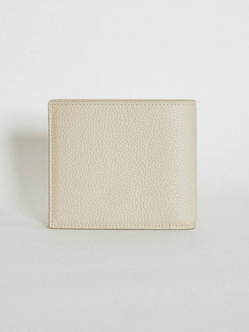 Tiny Cassandre Logo Plaque Half Wallet Beige - SAINT LAURENT - BALAAN 1