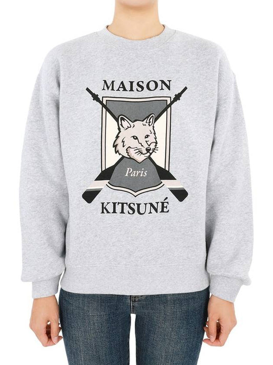 College Fox Print Sweatshirt Light Grey Melange - MAISON KITSUNE - BALAAN 2