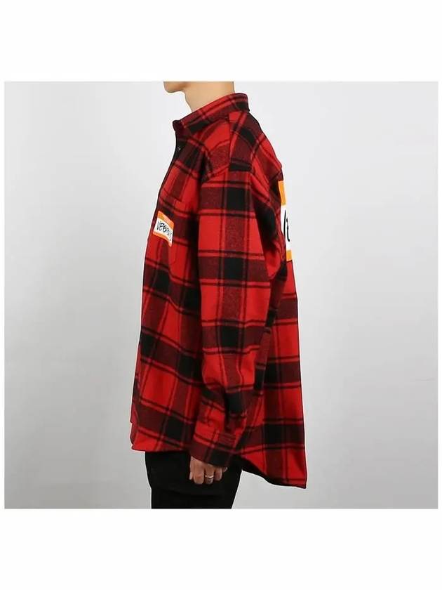 Check Name Tag Check Long Sleeve Shirt Red - VETEMENTS - BALAAN 4