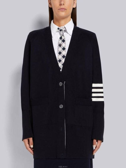 Stitched Cotton 4 Bar Cardigan Navy - THOM BROWNE - BALAAN 2