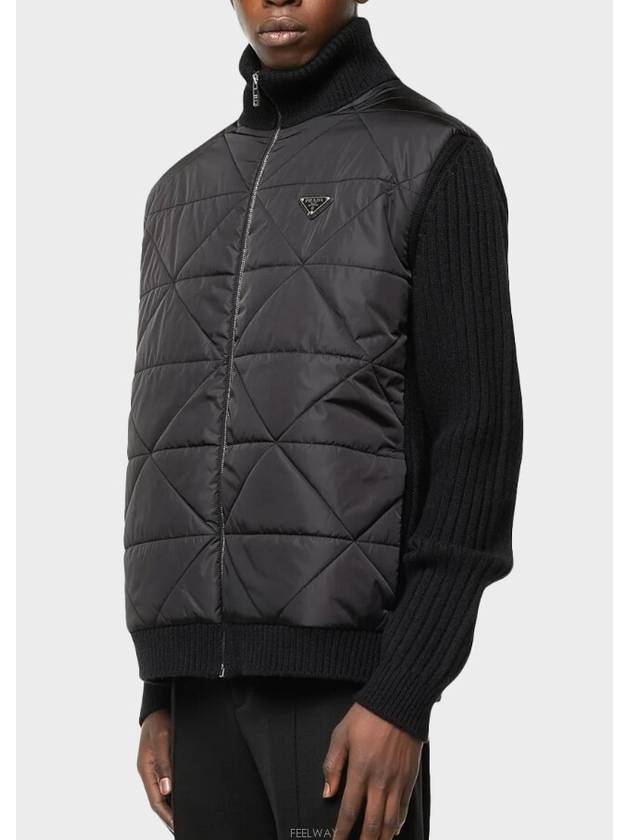 Triangle Logo Re-Nylon Wool Padded Jacket Black - PRADA - BALAAN 3