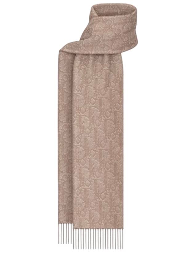 Oblique Double Sided Cashmere Wool Scarf Beige - DIOR - BALAAN 1