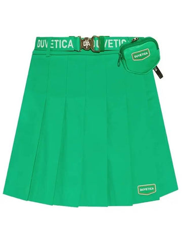 Women's Mincana Pleated Skirt Green - DUVETICA - BALAAN 1