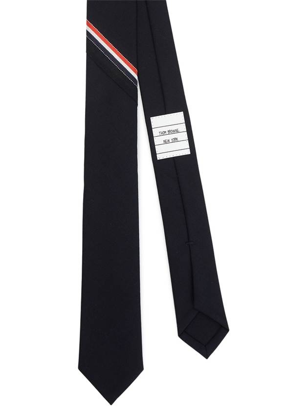 Three Stripes Classic RWB Selvedge Super 120 Count Wool Tie Navy - THOM BROWNE - BALAAN 2