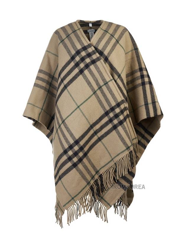 Check Wool Cashmere Cape Beige - BURBERRY - BALAAN 2